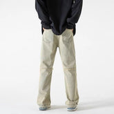 Men Jeans Retro Washed Jeans Men's Loose Straight Bootleg Pants